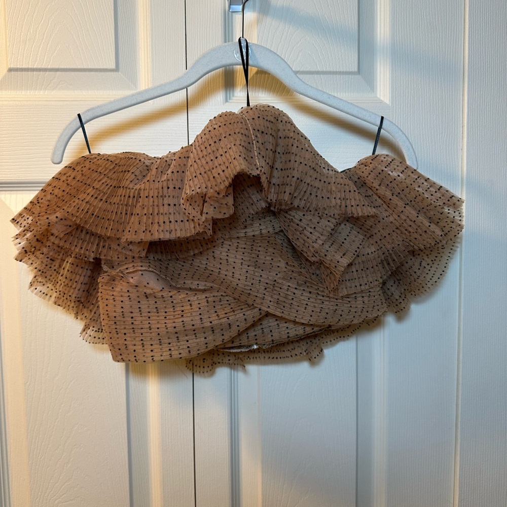 Zara Polka Dot Ruffled Tulle Crop Top